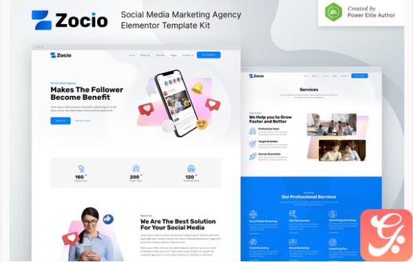 Zocio %E2%80%93 Social Media Marketing Agency Elementor Template Kit