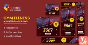 Gym Fitness Google Adwords HTML5 Banner Ads GWD