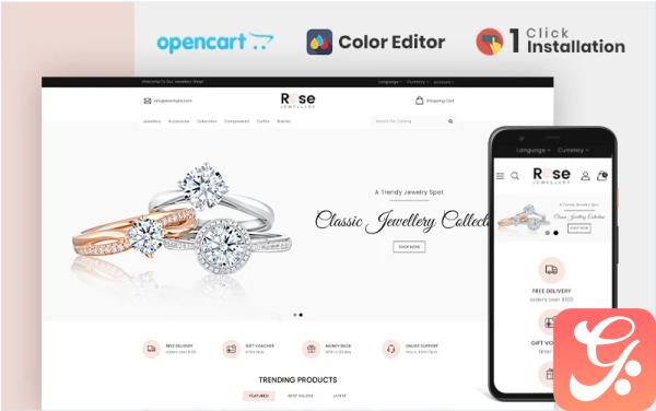 Rose Jewellery Store OpenCart Template
