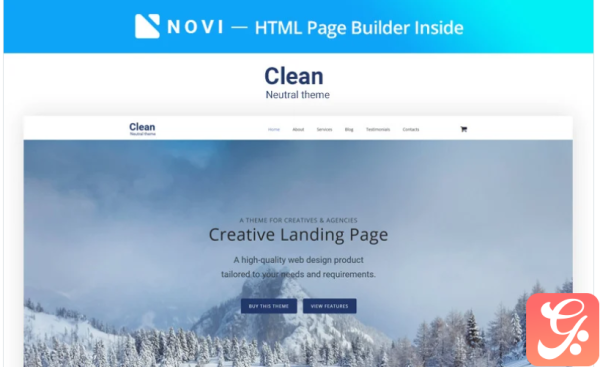Clear - Simple Creative Agency HTML with Novi Builder Landing Page Template