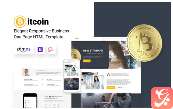 Bitcoin - Elegant Bitcoin HTML Landing Page Template