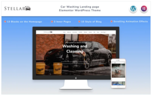 Stellar - Car Washing Landing page with Blog Wordpress Theme