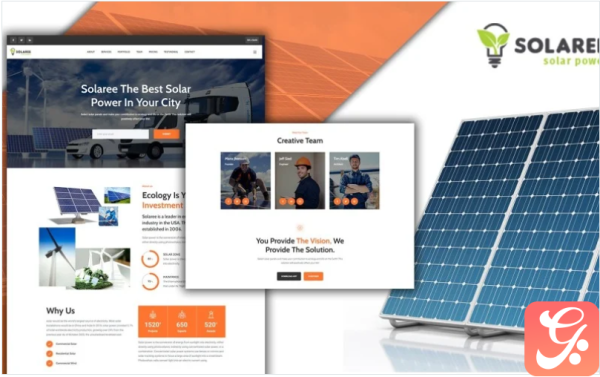 Powar-Solaree Wind & Solar Energy Landing Page WordPress Theme