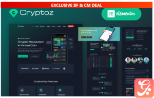 Cryptoz - Cryptocurrency Landing Page Elementor WordPress Theme