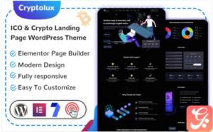 Cryptolux - ICO & Crypto Landing Page WordPress Theme