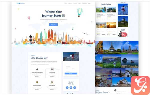 Ex-travel Travel Agency One Page HTML5 Template