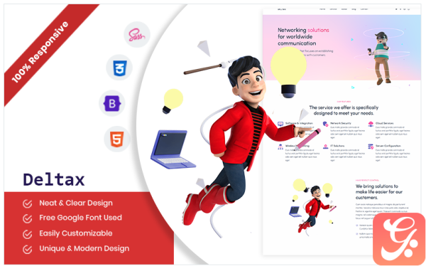 Deltax- One Page Parallax Landing page Template