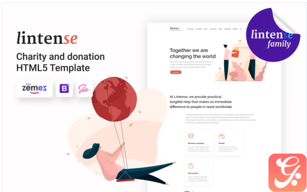 Lintense Charity - Charitable Organization Landing Page Template