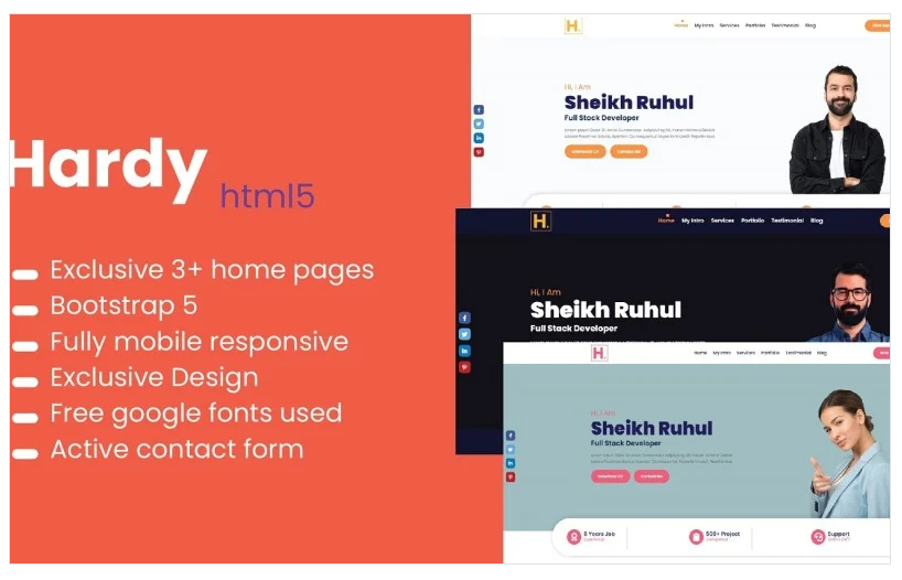 Hardy Portfolio Bootstrap HTML Landing Page Template.