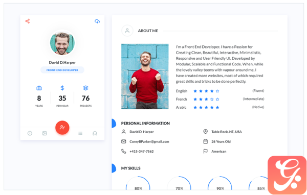 FantasyVcard - Portfolio / CV / Resume Landing Page Template