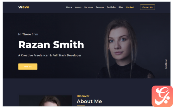 Wavo - Personal Portfolio Landing Page Template