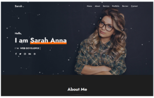 Sarah - Personal Portfolio Landing Page Template