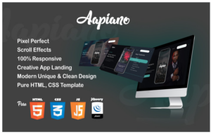 Aapiano HTML Mobile Apps Landing Page Template