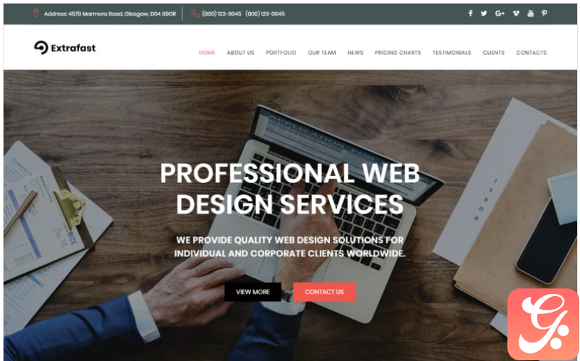 ExtraFast - Web Design Studio HTML5 Landing Page Template