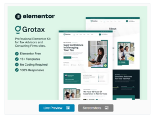 Grotax – Tax Advisor & Consulting Firm Elementor Template Kit