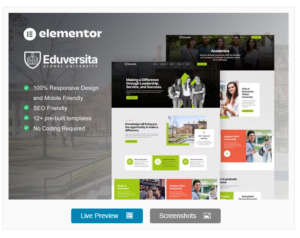 Eduversita - University & College Elementor Template Kit