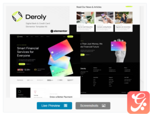 Deroly - Digital Bank & Credit Card Elementor Template Kit