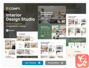 Comfy - Interior Design Studio & Architecture WordPress Elementor Template Kit