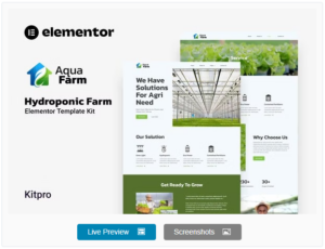 Aquafarm – Hydroponic Farm Elementor Template Kit