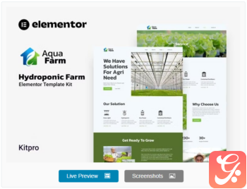 Aquafarm – Hydroponic Farm Elementor Template Kit