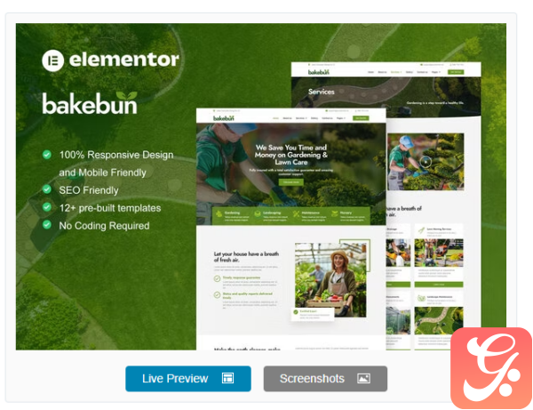 Bakebun – Landscape & Gardening Elementor Template Kit