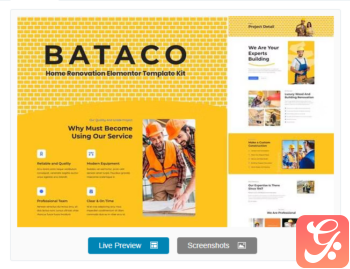 Bataco – Home Renovation & Construction Elementor Template Kit