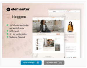 Bloggmu – Feminine Blog Elementor Template Kit