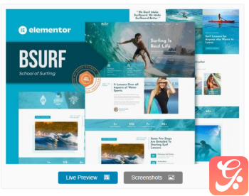 Bsurf – Surfing School Elementor Template Kit