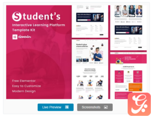 Student's Online e-Course Elementor Template Kit