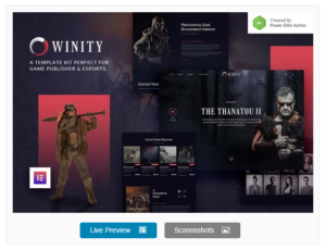 Winity – Game Publisher & eSports Elementor Template Kit