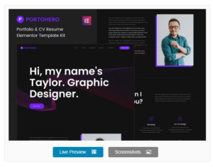 Portohero - Personal Portfolio & CV Elementor Template Kit