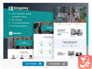 Kingsley - Finance & Investment Elementor Template Kit