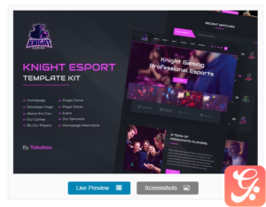 Knight | eSports & Gaming Elementor Template Kit