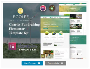 Ecoife - Charity Fundraising Elementor Template Kit