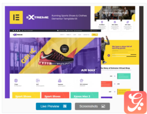 Extreme - Running Sports Shoes & Clothes Elementor Template Kit