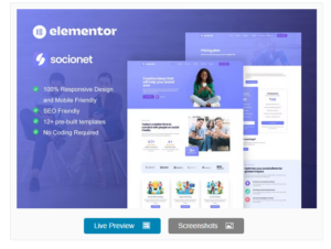 Datera – Online Dating Mobile App Landing Elementor Template Kit