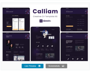 Calliam - Creative CV Elementor Template Kit