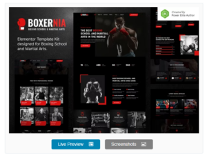 Boxernia – Boxing School & Martial Arts Elementor Template Kit