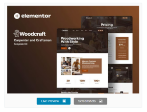 Woodcraft - Carpenter & Craftsman Elementor Template Kit 5.23