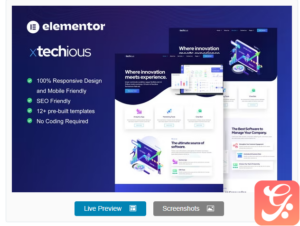 Xtechious - Saas & Digital Tech Company Elementor Template Kit