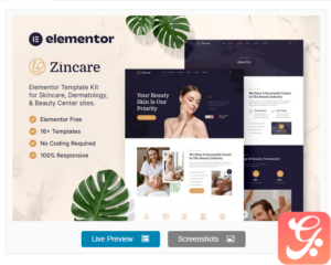Zincare – Skincare & Dermatology Elementor Template Kit