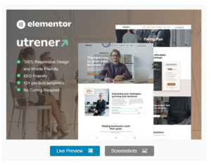 Utrener - Business Coach Elementor Pro Template Kit