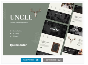 Uncle - Barbershop Elementor Template Kit