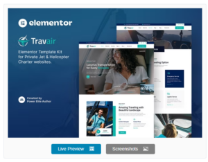 Travair - Private Jet & Helicopter Charter Elementor Template Kit