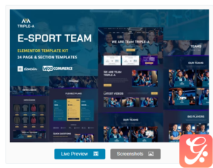 Triple-A - eSport Team Gaming WooCommerce Elementor Template Kit