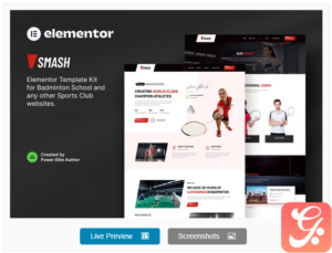 Smash – Badminton School & Sports Club Elementor Template Kit