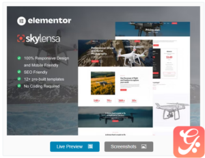 Skylensa - Aerial Photography & Videography Elementor Template Kit