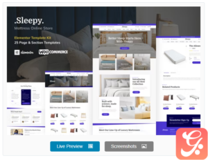 Sleepy - Mattress & Bedding Online Store Elementor Pro Template Kit
