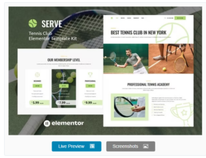 Serve - Tennis School & Sport Club Elementor Template Kit