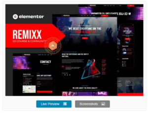 Remixx - Dj Course & Community Elementor Template Kit
